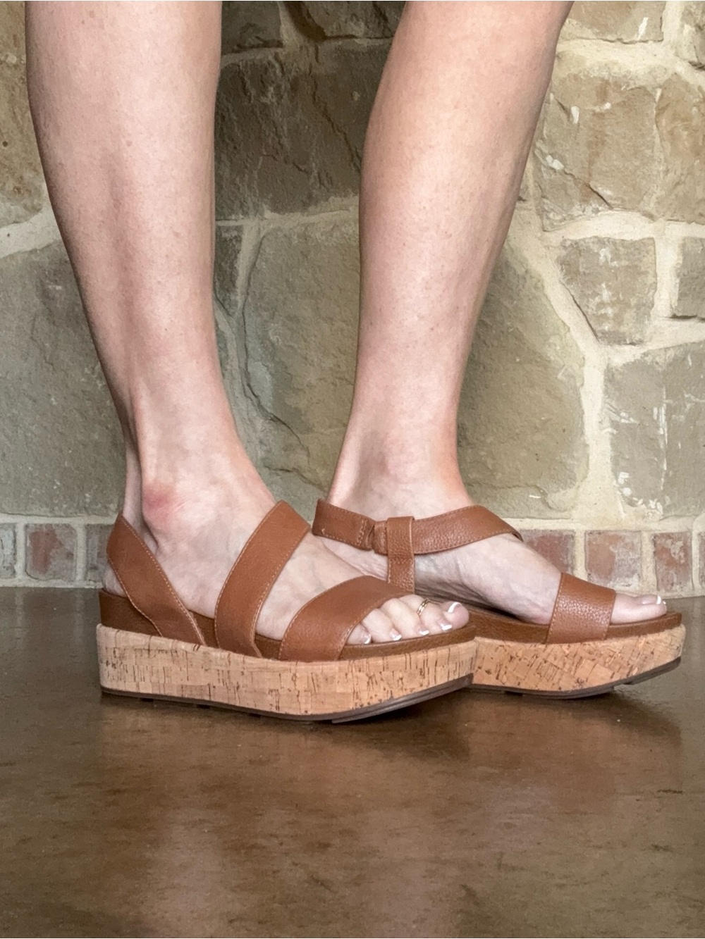 Lucca Lane Women’s Brown Cork Platform Sandals - Comfort Strappy Wedge